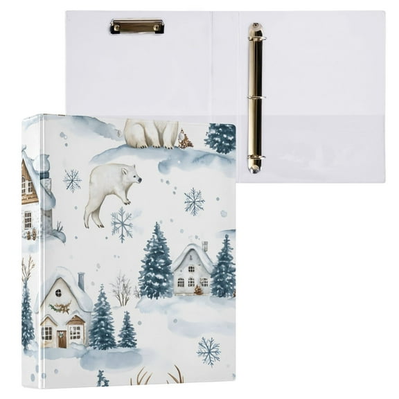 ALAZA Christmas House Landscape Hardcover 3 Ring Binder 1.5" Round Rings Interior Pockets Binders Organizer 1 Pack