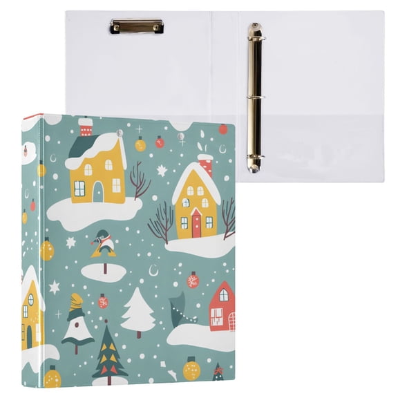 ALAZA Christmas House with Snowflakes Hardcover 3 Ring Binder 1.5" Round Rings Interior Pockets Binders Organizer 1 Pack