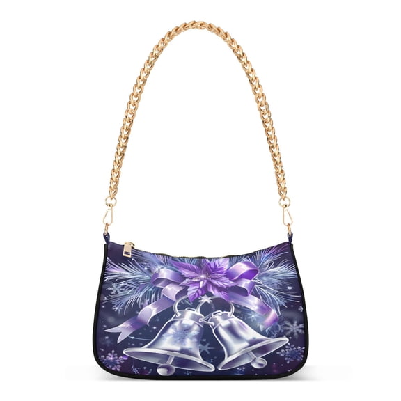 ALAZA Christmas Purple Bells Women's Chain Shoulder Bag Hobo Handbag Tote Crossbody Purse