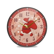 ALAZA Christmas Santa Claus Wall Clock Battery Operated Silent Non Ticking Clocks for Living Room Decor 12 Inch / 9.5 Inch