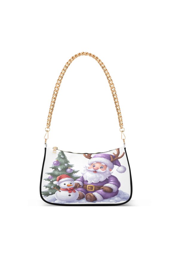 Christmas Santa Women's Chain Shoulder Bag Hobo Handbag Tote Crossbody Purse