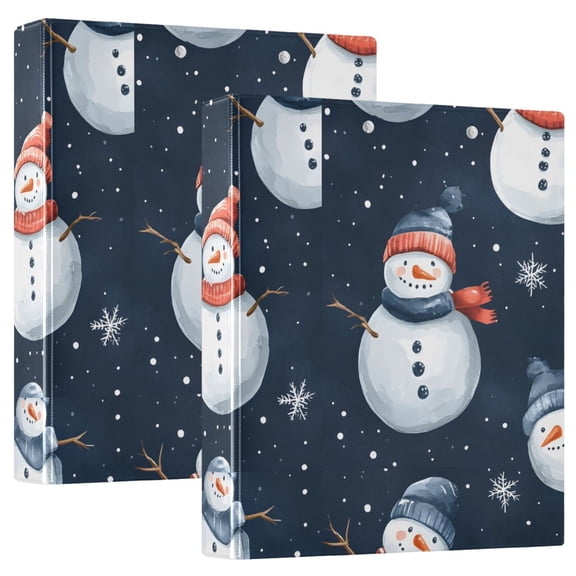 ALAZA Christmas Snowman Snowflake Hardcover 3 Ring Binder 1.5" Round Rings Interior Pockets Binders Organizer 2 Pack