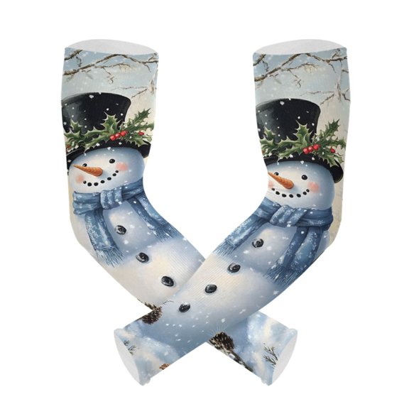 ALAZA Christmas Snowman with Cardinal UV Sun Protection Arm Sleeves UPF 50+ Compression Cooling Sleeve 1 Pair