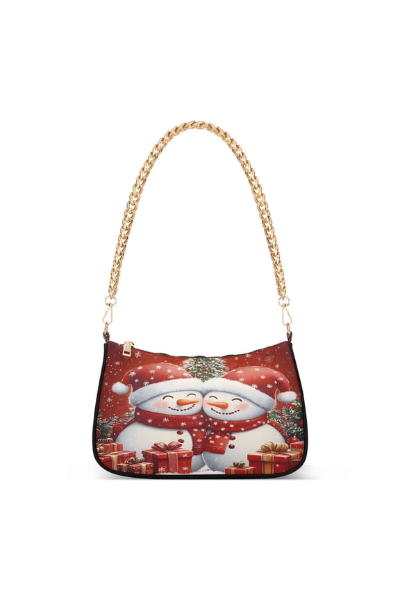 Christmas Snowmans Women's Chain Shoulder Bag Hobo Handbag Tote Crossbody Purse