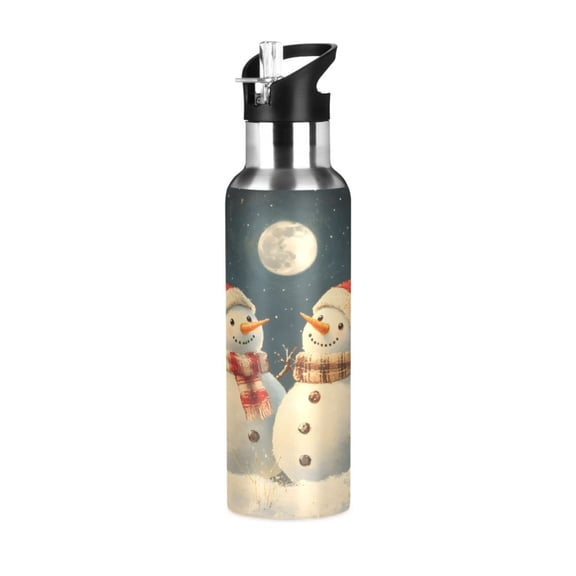 ALAZA Christmas Snowmans in Winter Water Bottle Insulated Flask Stainless Steel Straw Lid 20 oz