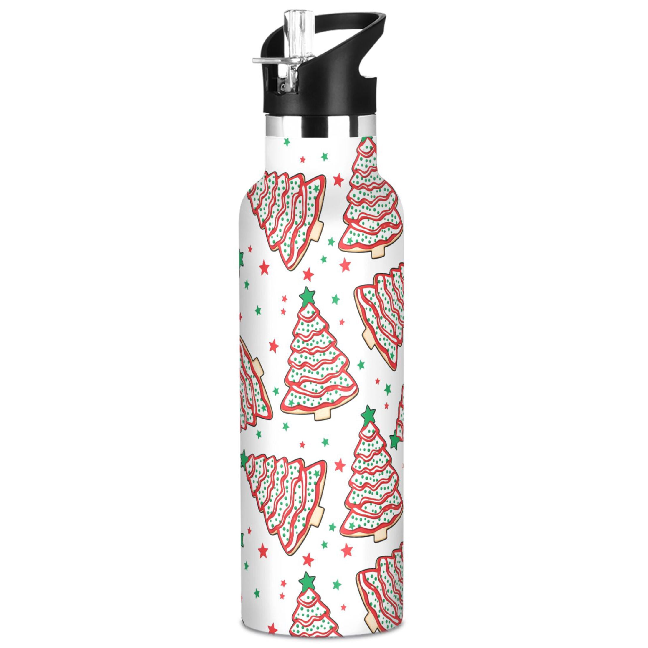 ALAZA Christmas Tree Cakes Pattern Stainless Steel Water Bottle Vacuum ...