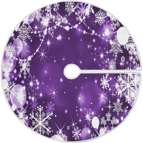 ALAZA Christmas Tree Skirt Decoration,Large Tree Skirt Ornament 47.2 Inch with Purple Glitter Snowflakes for Christmas Party Holiday Home Decorations