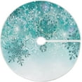 thumbnail image 1 of ALAZA Christmas Tree Skirt Decoration,Small Mini Tree Skirt Ornament 35.4 Inch with Silver Winter Teal Turquoise Snowflakes Christmas for Christmas Party Holiday Home Decorations, 1 of 6