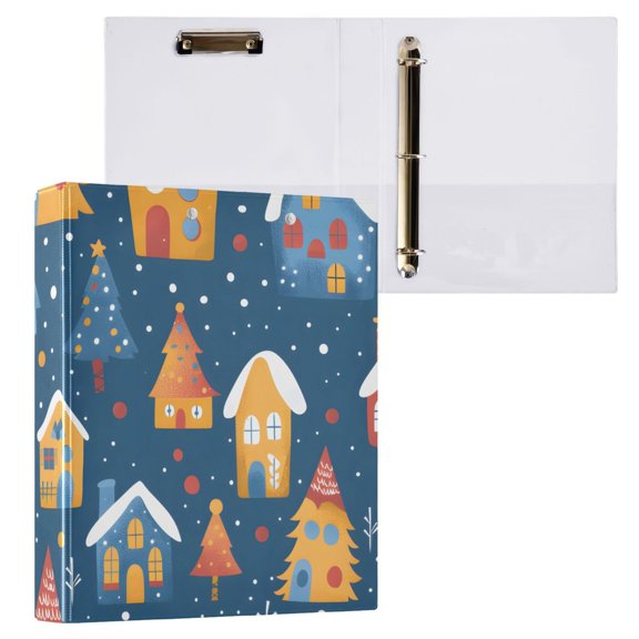 ALAZA Christmas Tree and House Hardcover 3 Ring Binder 1.5" Round Rings Interior Pockets Binders Organizer 1 Pack