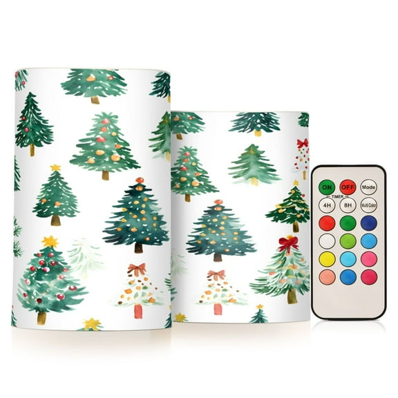 ALAZA Christmas Trees 2 PCs LED Flickering Flameless Candles with Remote Timer Battery Operated Candle