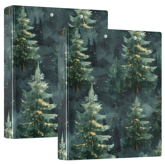 ALAZA Christmas Trees Plant Hardcover 3 Ring Binder 1.5" Round Rings Interior Pockets Binders Organizer 2 Pack