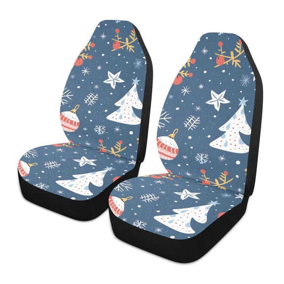 ALAZA Christmas Trees Snowflakes Socks Car Seat Covers 2 PCs Universal Auto Front Seats Interior Protector