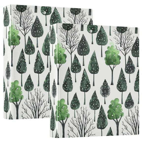 ALAZA Christmas Trees with Snow Hardcover 3 Ring Binder 1.5" Round Rings Interior Pockets Binders Organizer 2 Pack