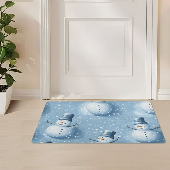 ALAZA Christmas Winter Snowman Door Mat Outdoor Indoor Entrance Low Profile Floor Rugs 32"x20"