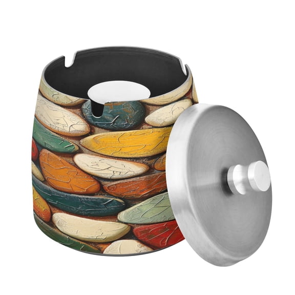 ALAZA Cigar Ashtray with Lid Abstract Stones Art Ash Tray for Cigarettes Smokeless Ashtrays