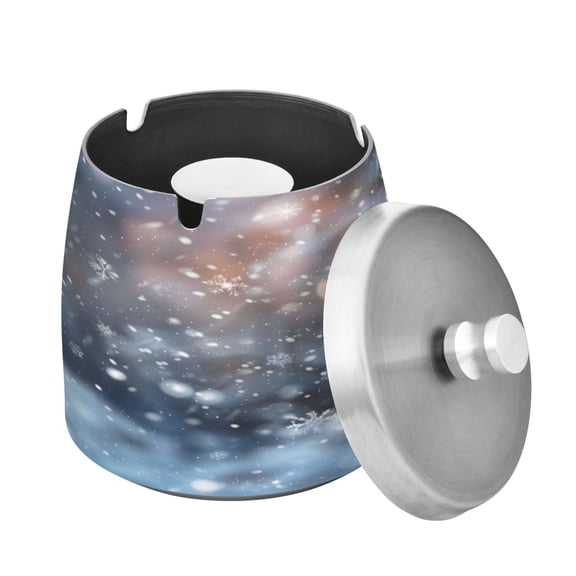 ALAZA Cigar Ashtray with Lid Cheetahs and Snowflakes Ash Tray for Cigarettes Smokeless Ashtrays