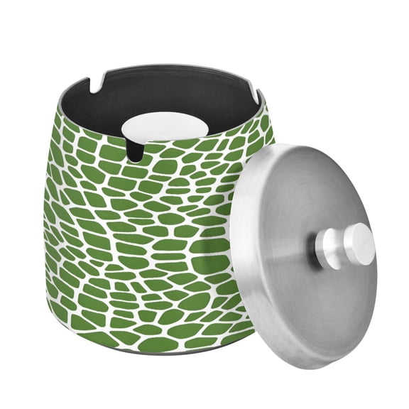 ALAZA Cigar Ashtray with Lid Green Snake Skin Ash Tray for Cigarettes Smokeless Ashtrays