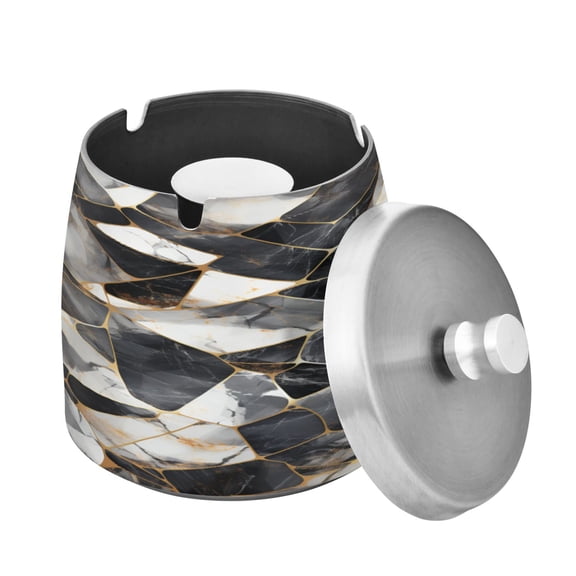 ALAZA Cigar Ashtray with Lid Marble Black Ash Tray for Cigarettes Smokeless Ashtrays