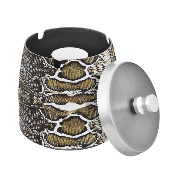ALAZA Cigar Ashtray with Lid Snake Skin Ash Tray for Cigarettes Smokeless Ashtrays