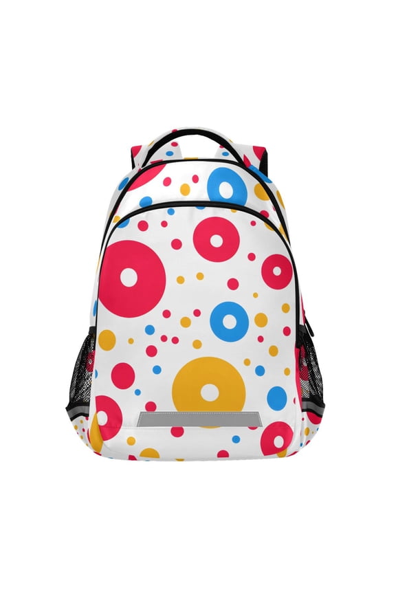 Circle Polka Dots Backpack Elementary School Bag Bookbag Travel Rucksack