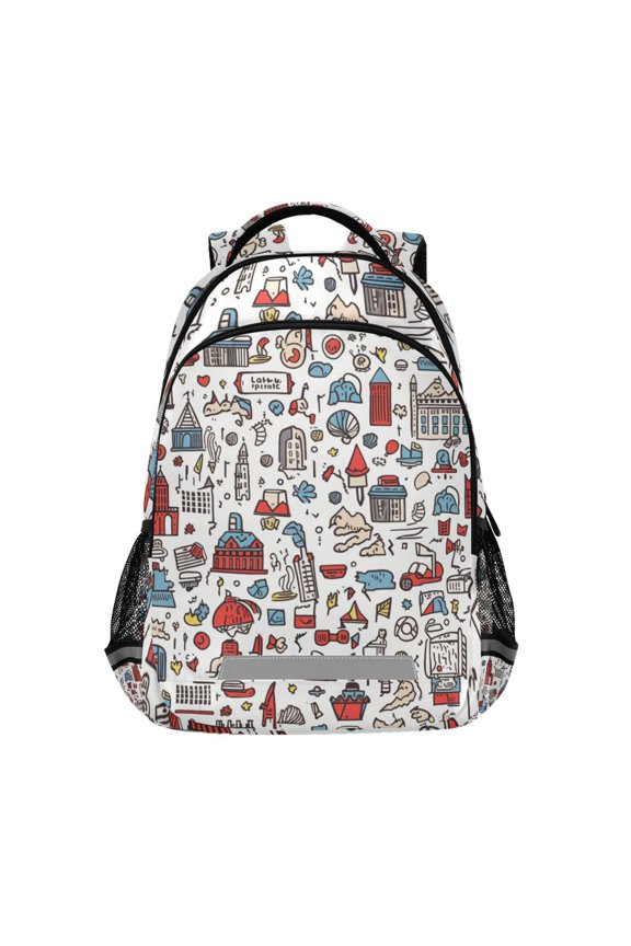 City Cute Print Backpack Elementary School Bag Bookbag Travel Rucksack