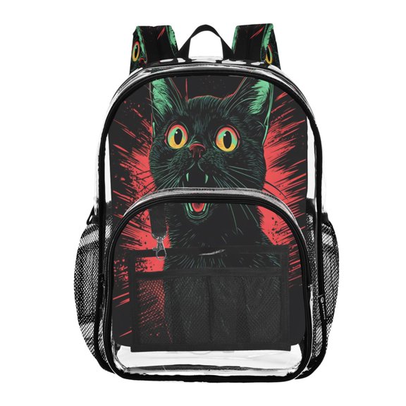 ALAZA Clear Backpack A Black Cat PVC Transparent BookBag
