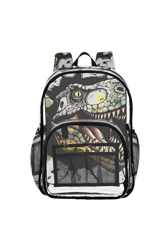 Clear Backpack A Dinosaur Graffiti PVC Transparent BookBag