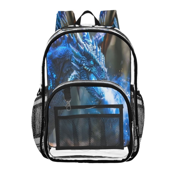ALAZA Clear Backpack A Dragon with Flames PVC Transparent BookBag