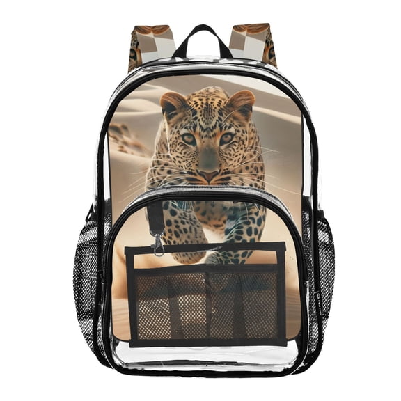 ALAZA Clear Backpack A Leopard in Desert PVC Transparent BookBag