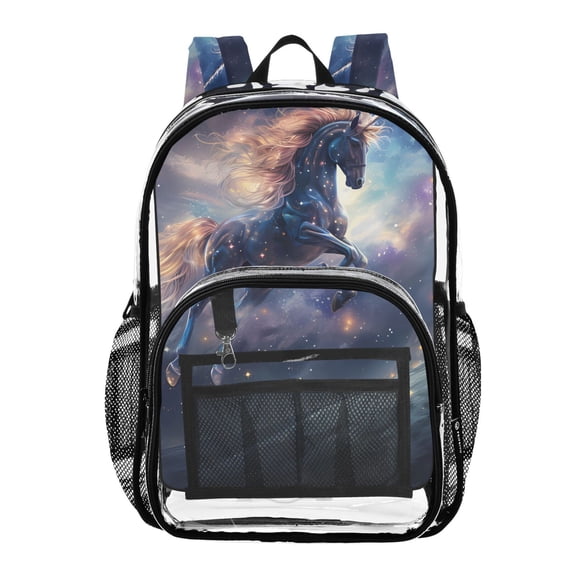 ALAZA Clear Backpack A Unicorn in Starry Sky PVC Transparent BookBag