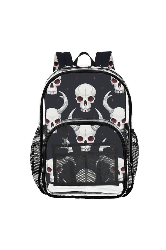 Clear Backpack Abstract Skeleton Skull PVC Transparent BookBag