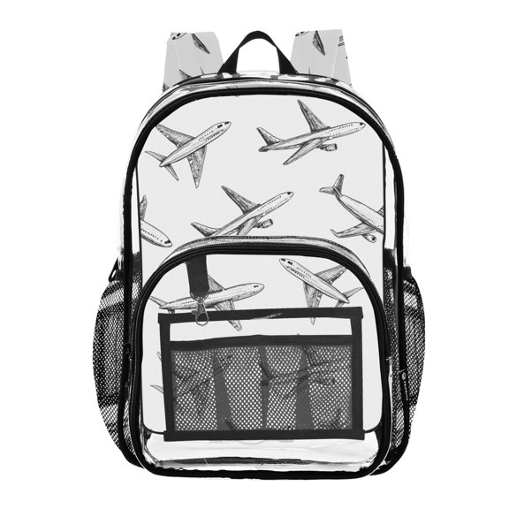 ALAZA Clear Backpack Airplane Retro PVC Transparent BookBag