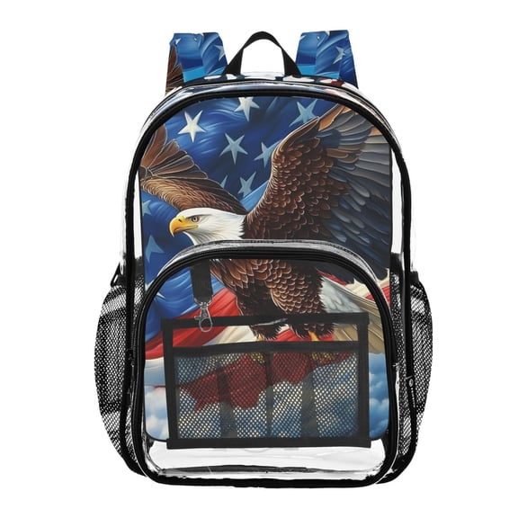 ALAZA Clear Backpack American Flag Eagle PVC Transparent BookBag