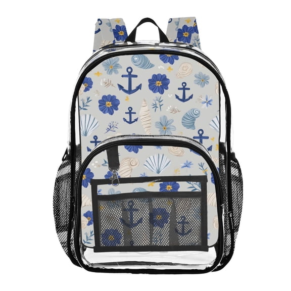 ALAZA Clear Backpack Anchors Seashells PVC Transparent BookBag