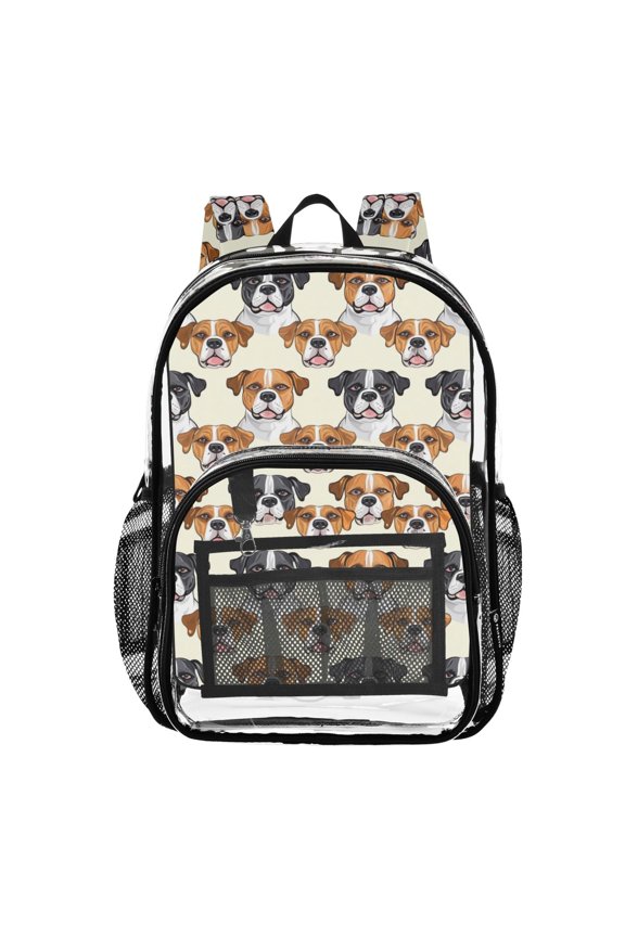 Clear Backpack Animal Doodle Dog PVC Transparent BookBag