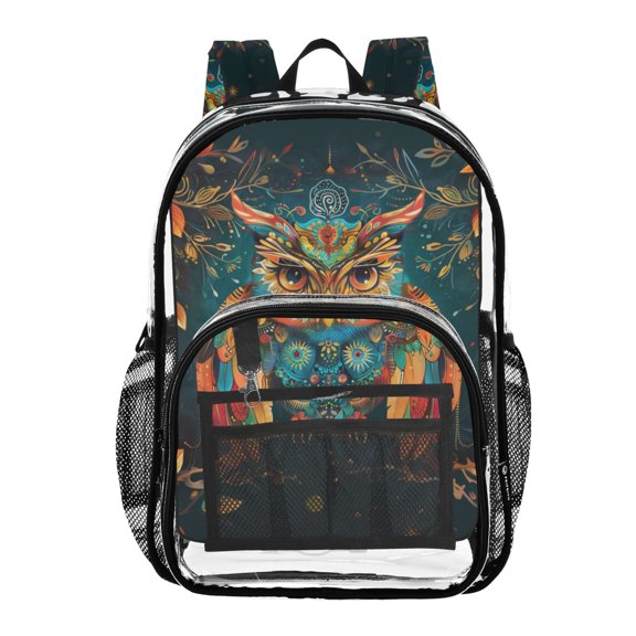 ALAZA Clear Backpack Art Fox Bohemian PVC Transparent BookBag