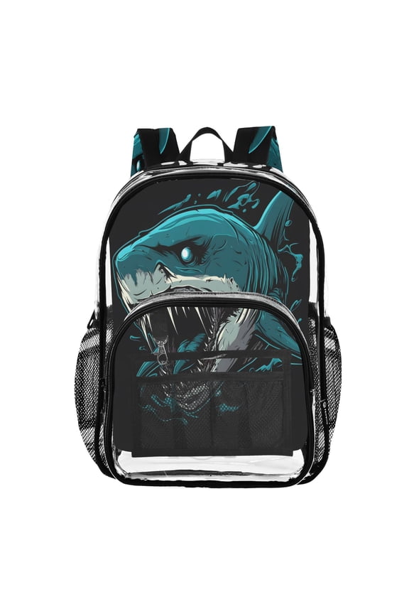 Clear Backpack Art Shark PVC Transparent BookBag