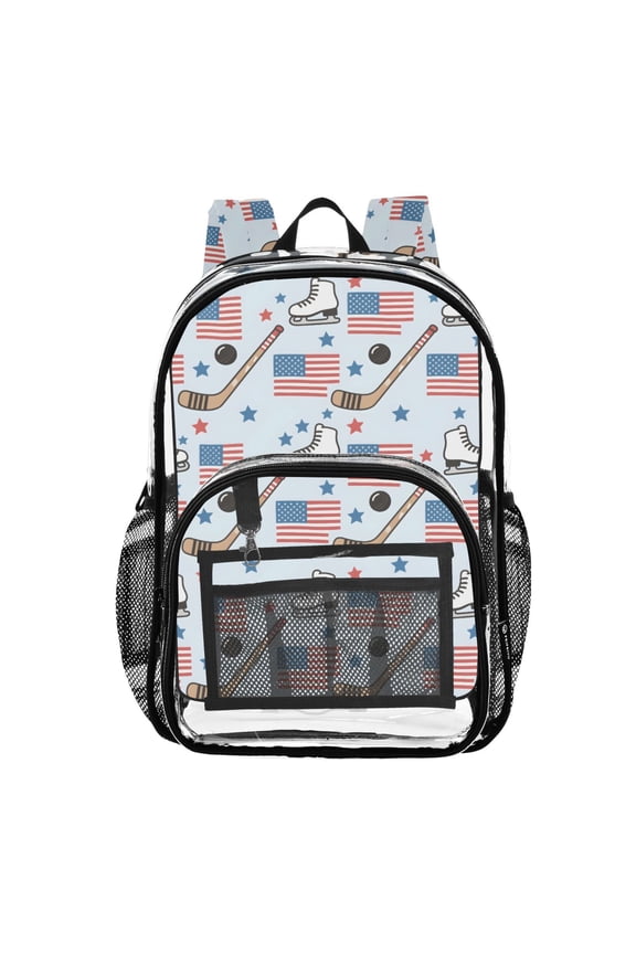 Clear Backpack Art Skates Flags PVC Transparent BookBag