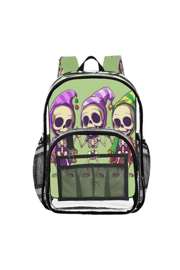 Clear Backpack Art Skull Pattern PVC Transparent BookBag
