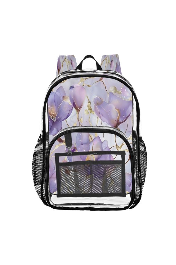 Clear Backpack Art Watercolor Flower PVC Transparent BookBag