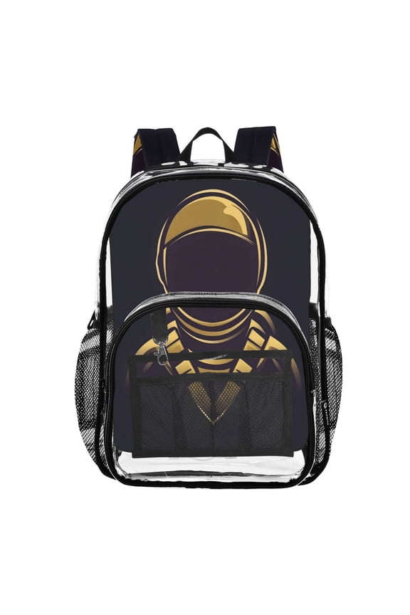 Clear Backpack Astronaut Golden Neon PVC Transparent BookBag
