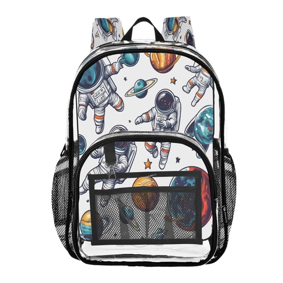 ALAZA Clear Backpack Astronaut Planet PVC Transparent BookBag