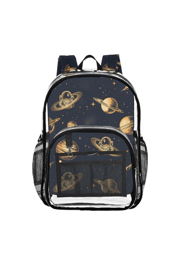 Clear Backpack Astronaut Planet Space PVC Transparent BookBag