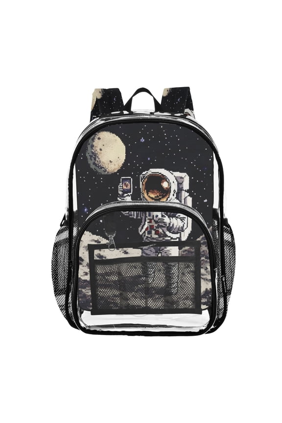 Clear Backpack Astronaut at Night Sky PVC Transparent BookBag