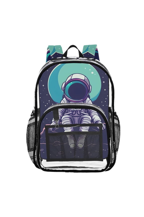 Clear Backpack Astronaut on Outer Space PVC Transparent BookBag