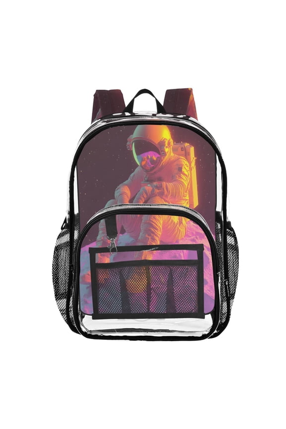 Clear Backpack Astronaut on Universe PVC Transparent BookBag