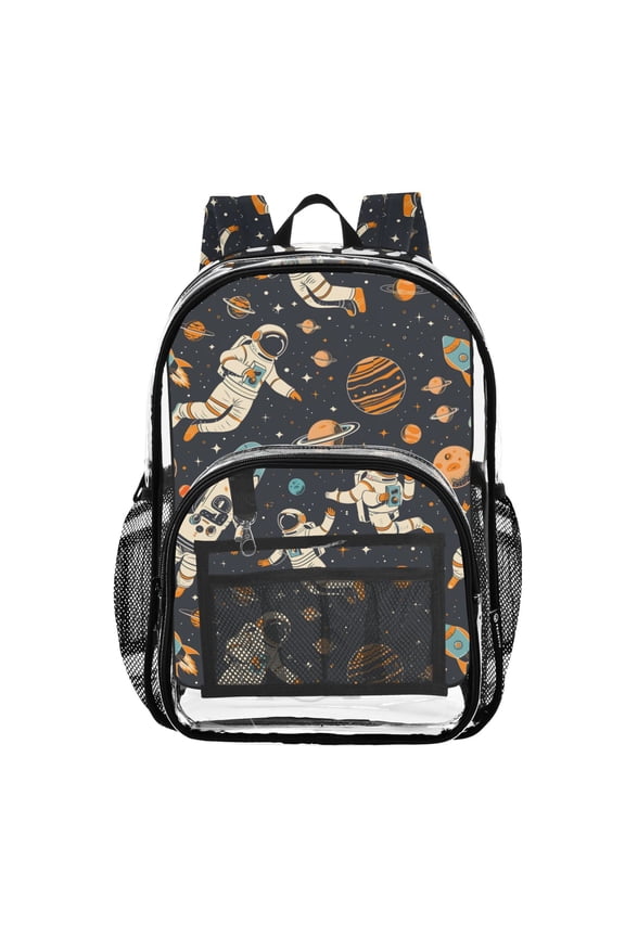 Clear Backpack Astronauts Space Universe Planets PVC Transparent BookBag