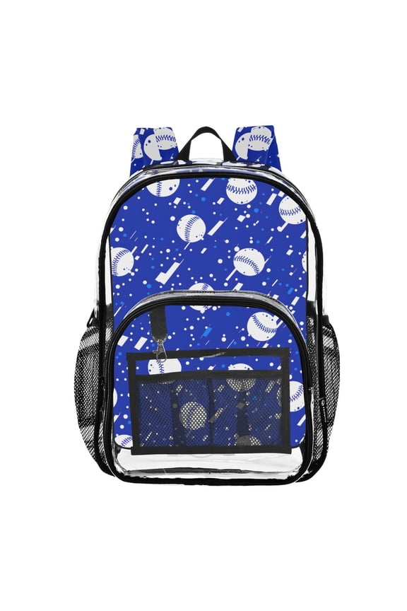 Clear Backpack Baseball Art Pattern PVC Transparent BookBag