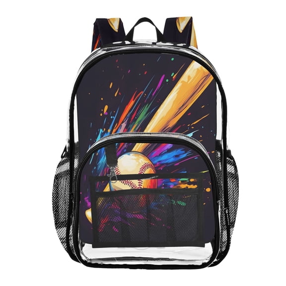 ALAZA Clear Backpack Baseball Bat PVC Transparent BookBag