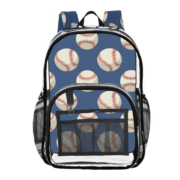 ALAZA Clear Backpack Baseball Blue PVC Transparent BookBag